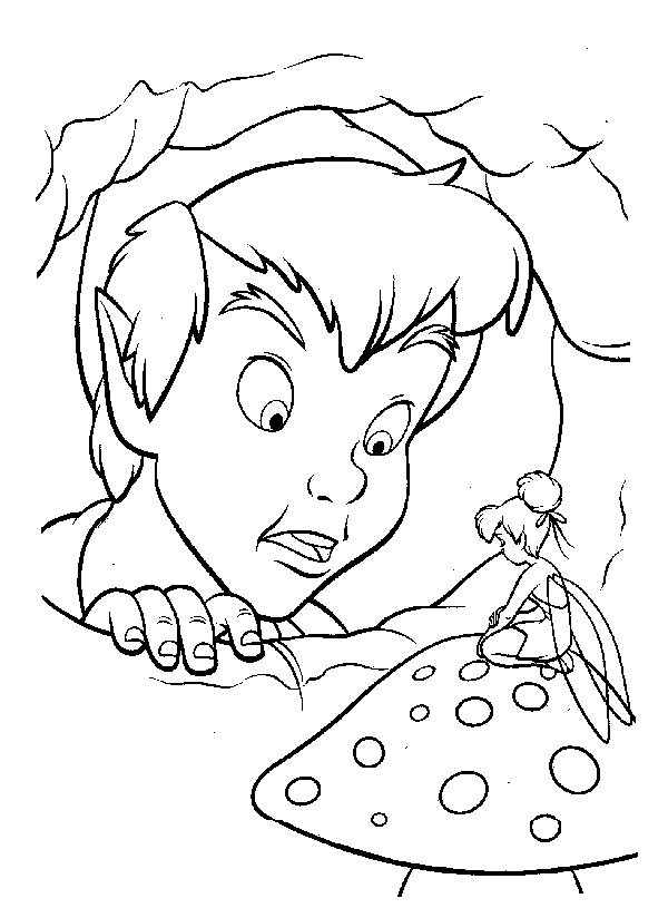 coloriage peter pan et la fee clochette dans son trou